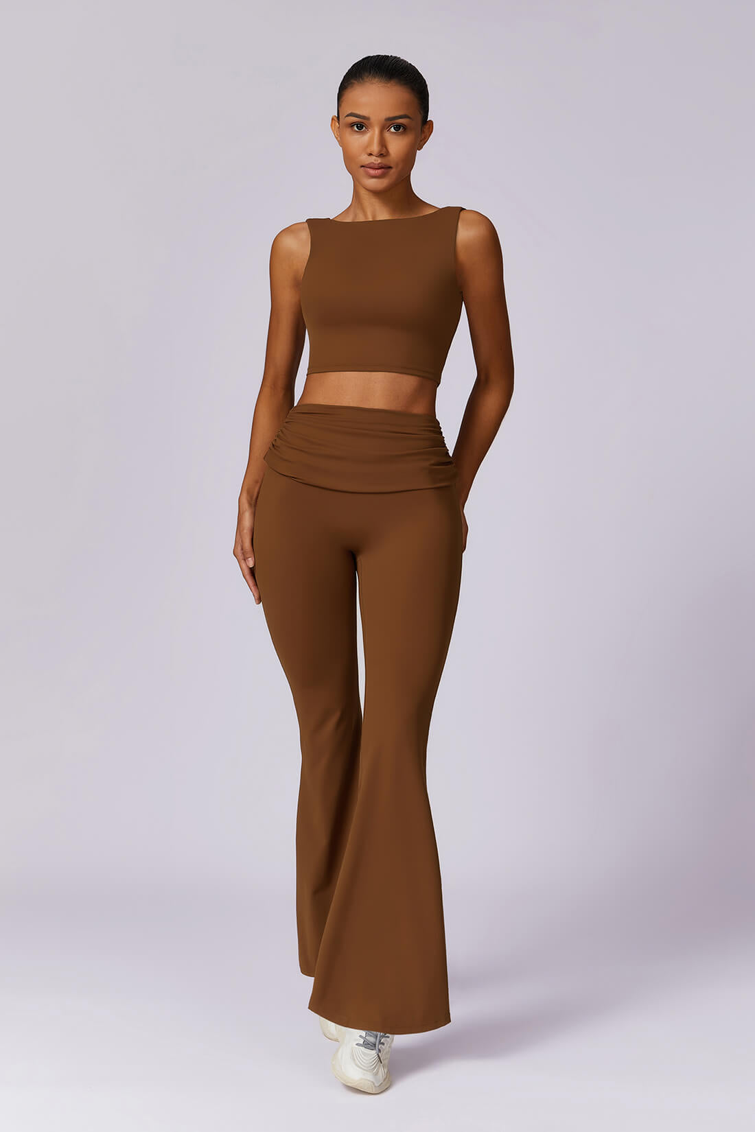 Ensemble Yoga Femme - Legging Taille Haute & Haut - Tenue Sport 2 Pièces Sans Coutures - Survêtement Fitness