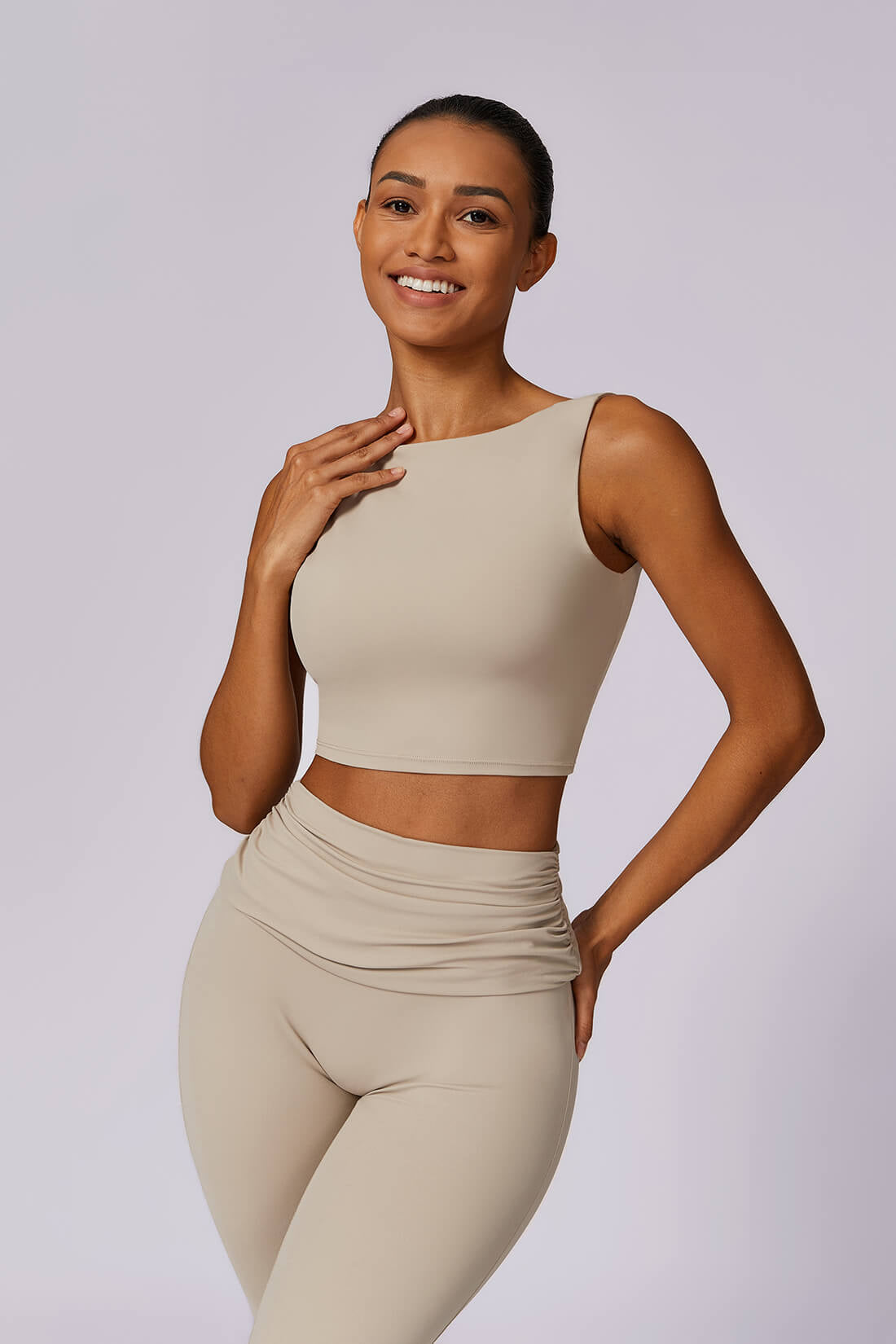 Ensemble Yoga Femme - Legging Taille Haute & Haut - Tenue Sport 2 Pièces Sans Coutures - Survêtement Fitness