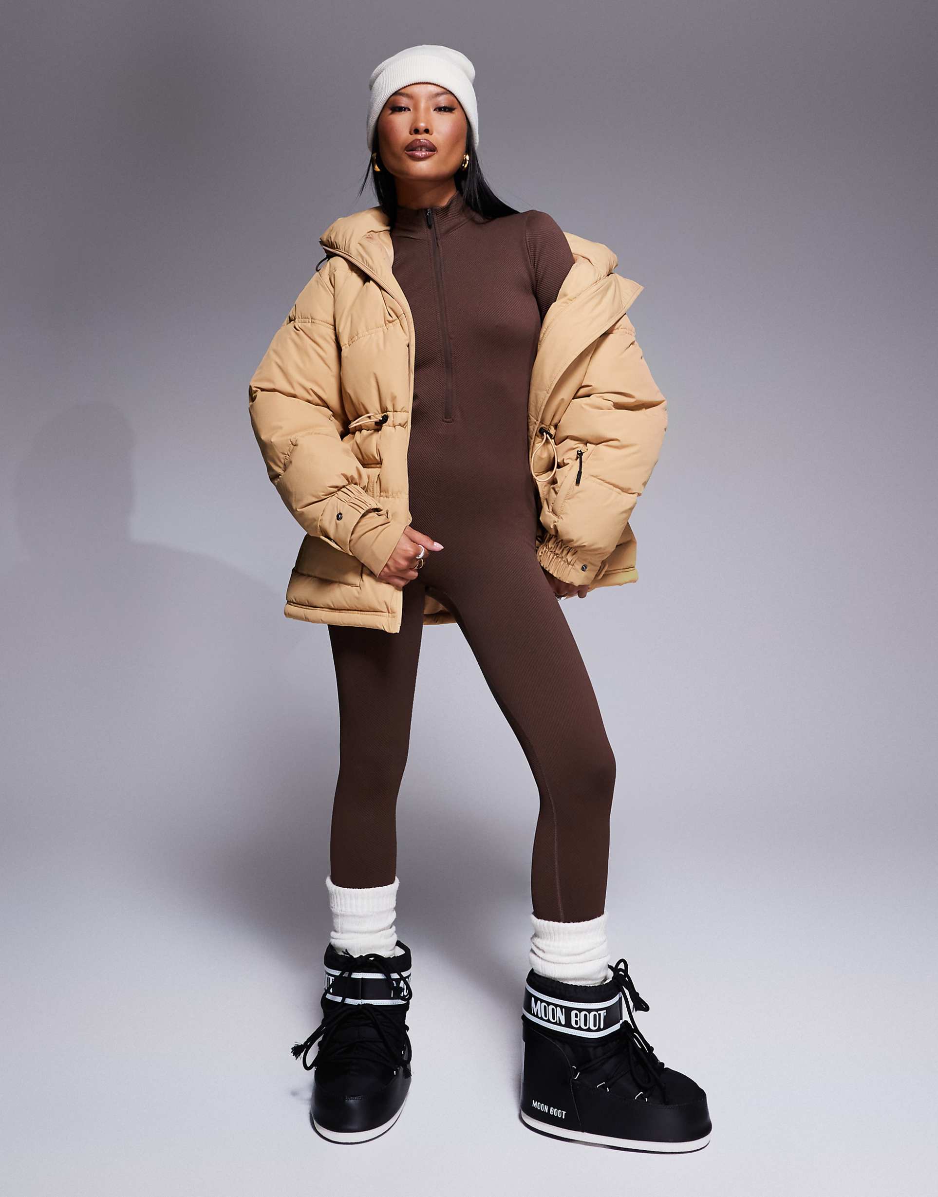 Combinaison Sport Hiver Femme - Manches Longues - Épaisse & Chaude - Body Fitness Zippé - Survêtement Entraînement