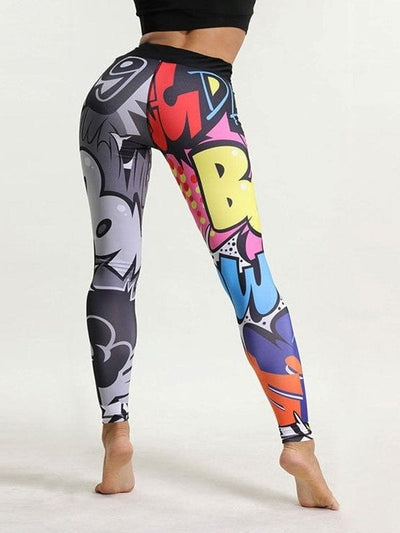 Dame Sports Leggings - Digitalt tryk - Højtalje Push Up - Fitness Leggings - Dame Bukser