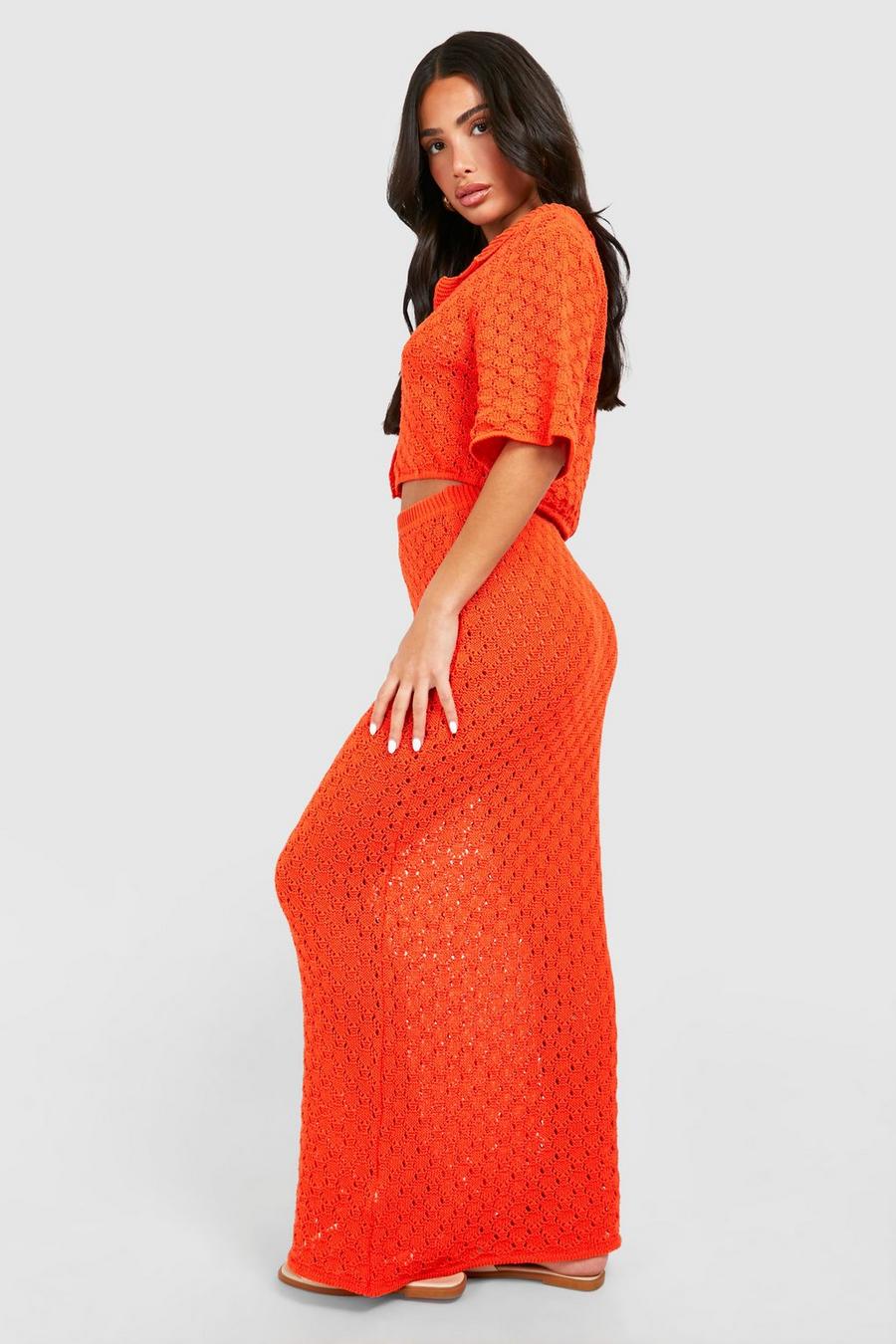 Ensemble Chic Plage Haut Transparent en Maille + Jupe Longue Fendue