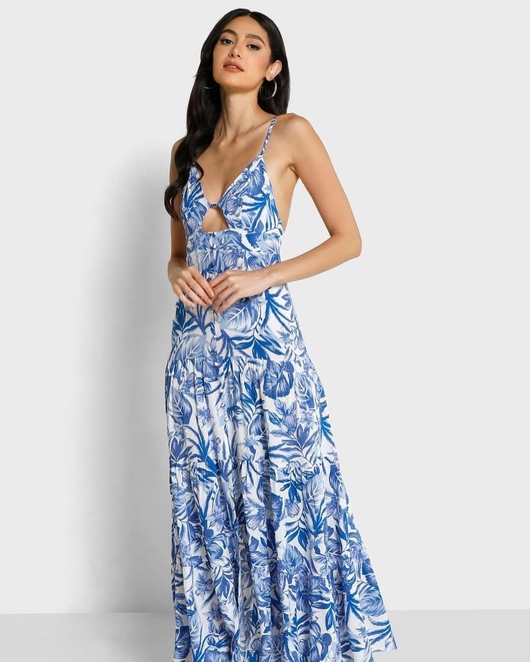 Robe Floral Irrégulière Col V Dos Nu Sangle Spaghetti