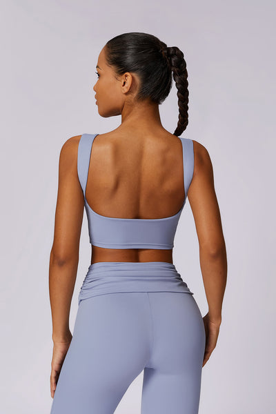 Yogasæt til kvinder - højtaljede leggings og top - sømløst 2-delt sportstøj - træningsdragt