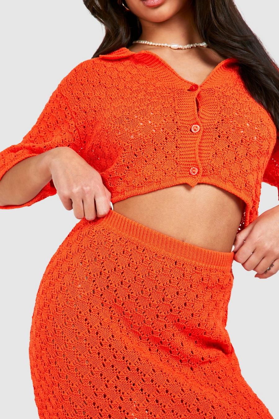 Ensemble Chic Plage Haut Transparent en Maille + Jupe Longue Fendue