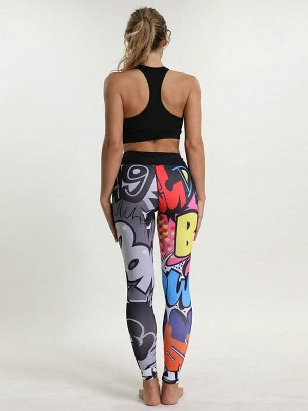 Dame Sports Leggings - Digitalt tryk - Højtalje Push Up - Fitness Leggings - Dame Bukser