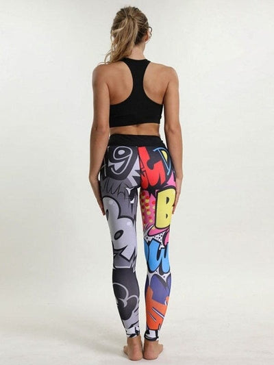 Dame Sports Leggings - Digitalt tryk - Højtalje Push Up - Fitness Leggings - Dame Bukser