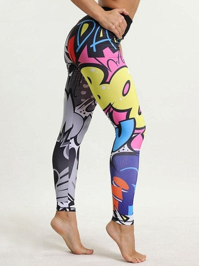 Dame Sports Leggings - Digitalt tryk - Højtalje Push Up - Fitness Leggings - Dame Bukser
