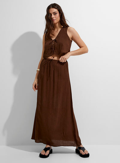 Ensemble Jupe Midi et Top Femme - Style Vintage - Nœud & Dentelle - Col V - Streetwear Chic