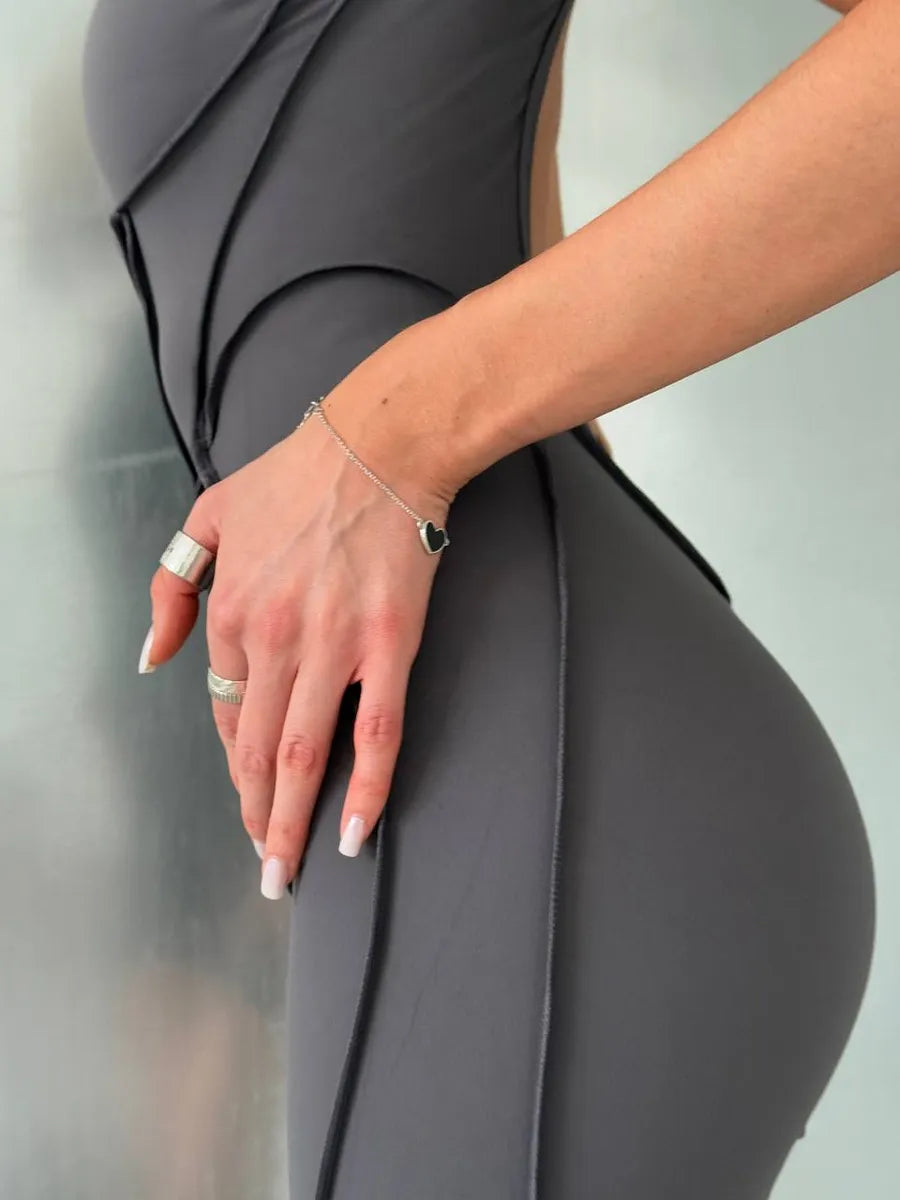 Women's Yoga Jumpsuit - Chest Pad - Leggings - Short Sleeves - Backless - Stretchy Comfort