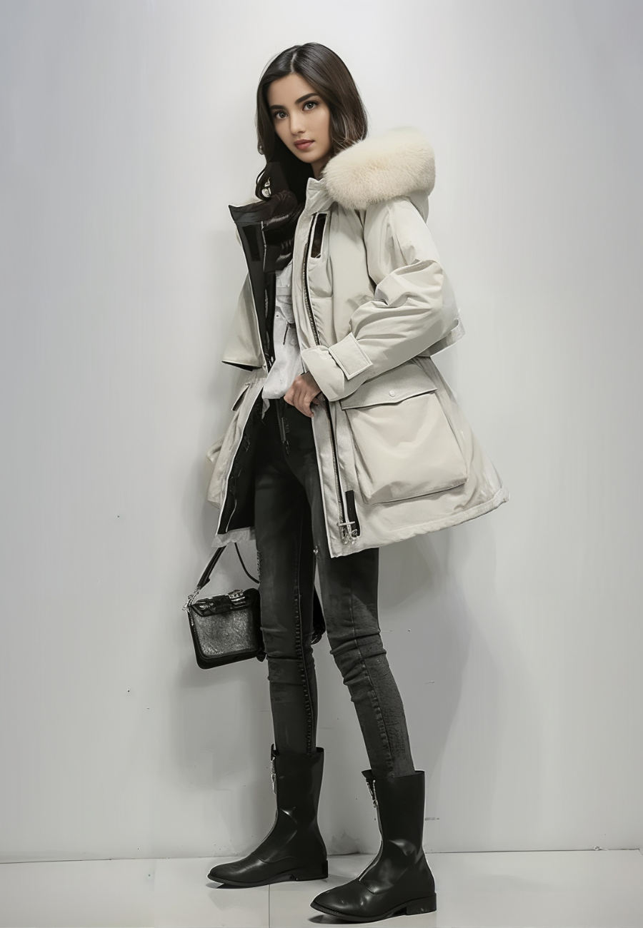Parka avec Col Imitation Fourrure pour femme Idéale pour l 'Hiver