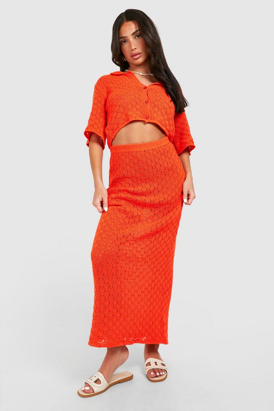 Ensemble Chic Plage Haut Transparent en Maille + Jupe Longue Fendue