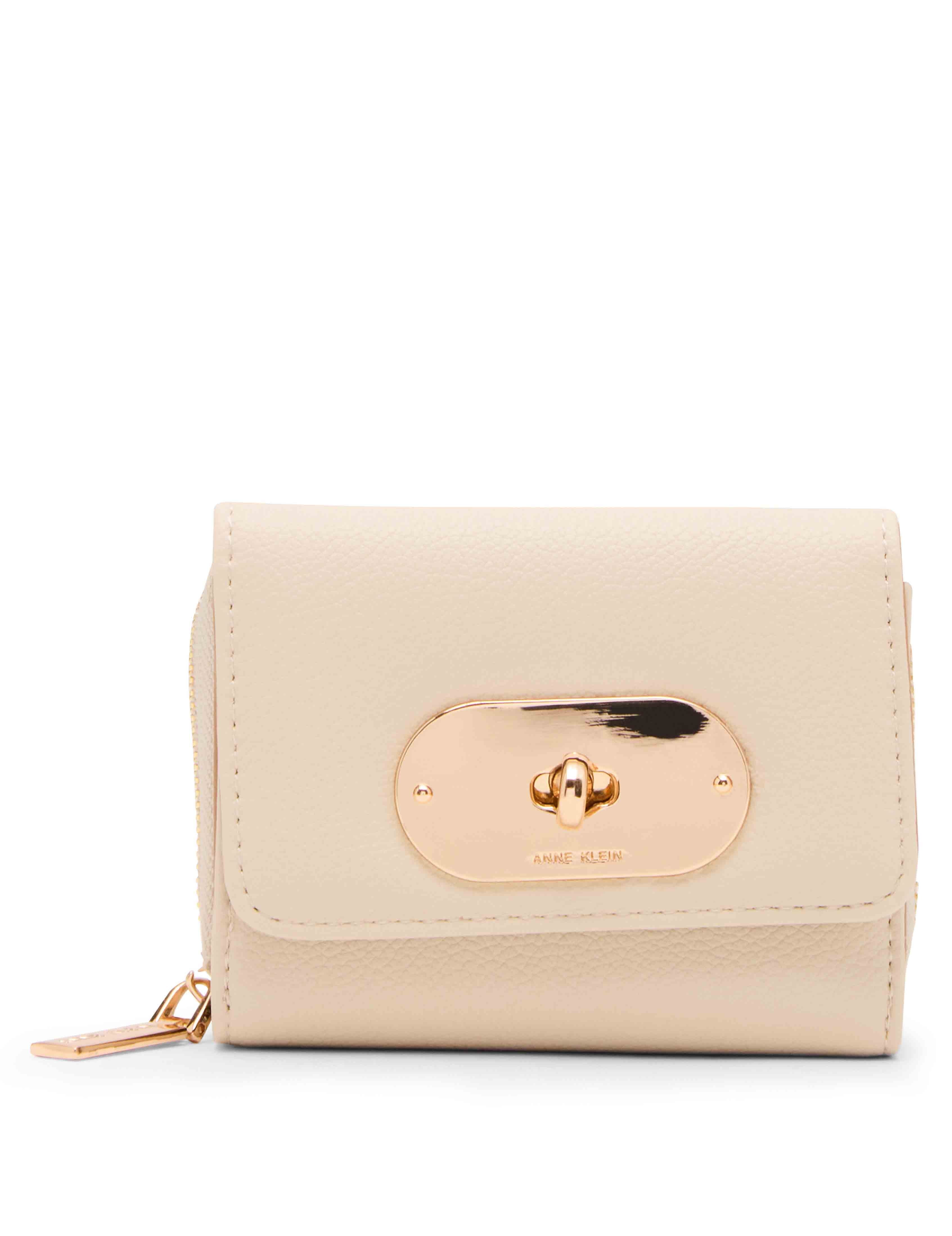 Oval Turnlock Trifold Wallet