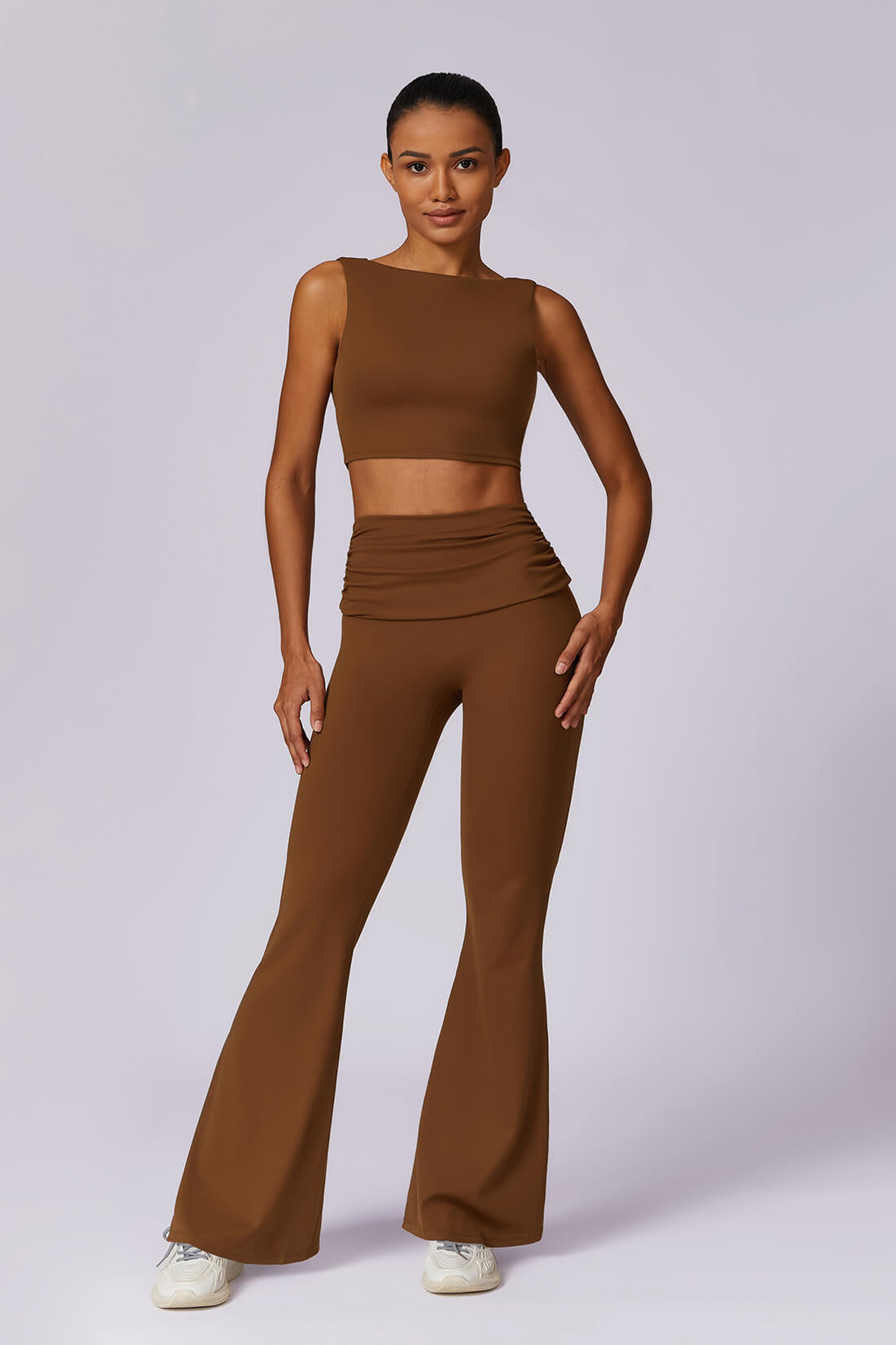 Ensemble Yoga Femme - Legging Taille Haute & Haut - Tenue Sport 2 Pièces Sans Coutures - Survêtement Fitness