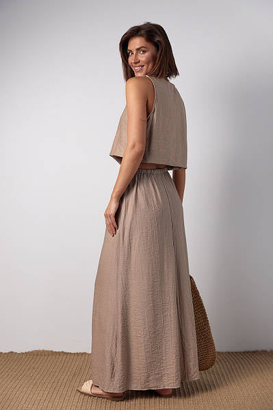Ensemble Jupe Midi et Top Femme - Style Vintage - Nœud & Dentelle - Col V - Streetwear Chic