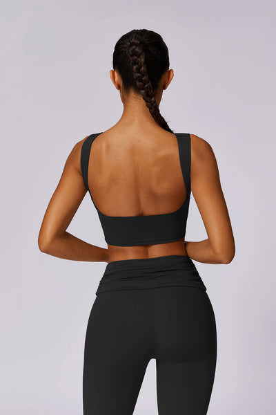 Yogasæt til kvinder - højtaljede leggings og top - sømløst 2-delt sportstøj - træningsdragt
