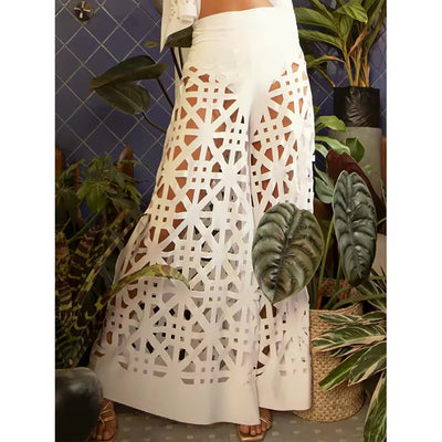 Ensemble Pantalon Sexy Femme - Coupe Bootcut - Découpes - Couleur Unie - Tenue Streetwear - Combinaison Femme