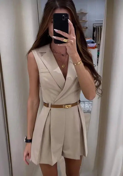 Combinaison Femme Cargo - Ceinture - Légèrement Extensible -Printemps/Été