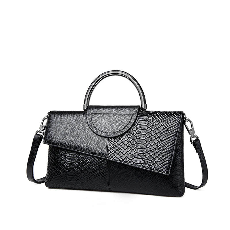 Sac Bandoulière Femme Cuir Synthétique - Motif Alligator - Soirée & Mariage - Sac à Main Élégant