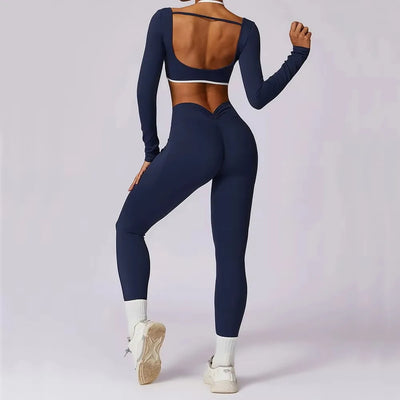 Damesportssæt i 2 dele - Leggings og bh - Rygløs - Hurtigttørrende - Yoga, løb og fitness