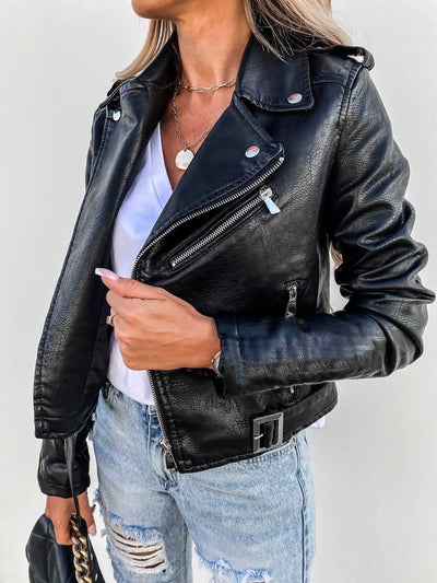 Veste simili cuir – Streetwear Chic Automne 2025 avec Zips et Poches