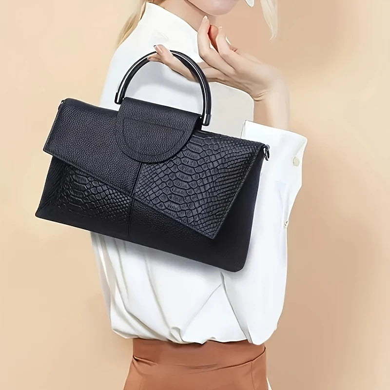 Sac Bandoulière Femme Cuir Synthétique - Motif Alligator - Soirée & Mariage - Sac à Main Élégant
