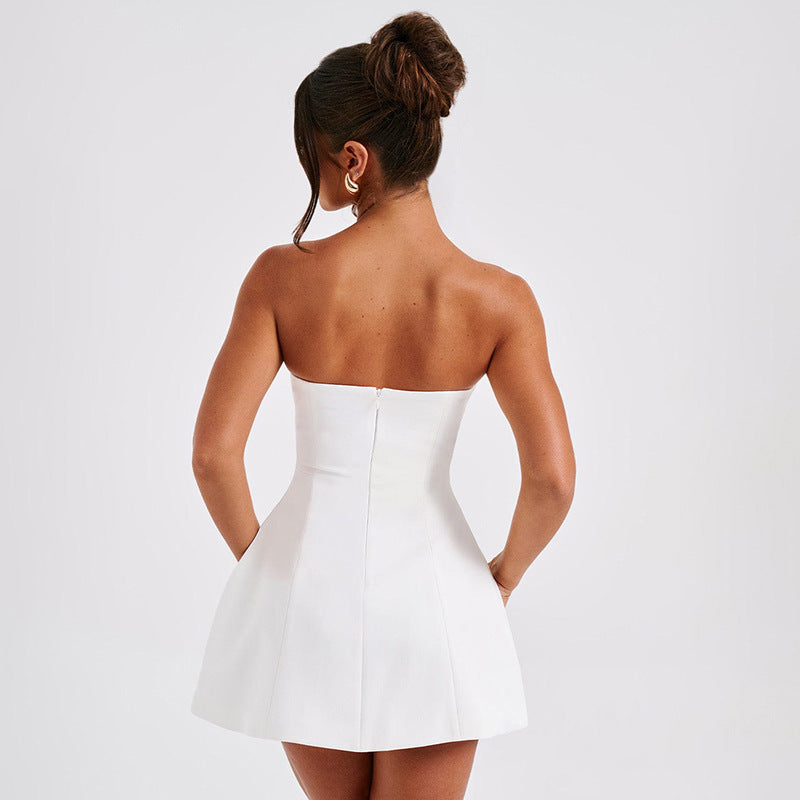 Robe de tube de mode d'été Couleur unie Sasual Backless Slim Robes courtes Party Vêtements pour femmes
